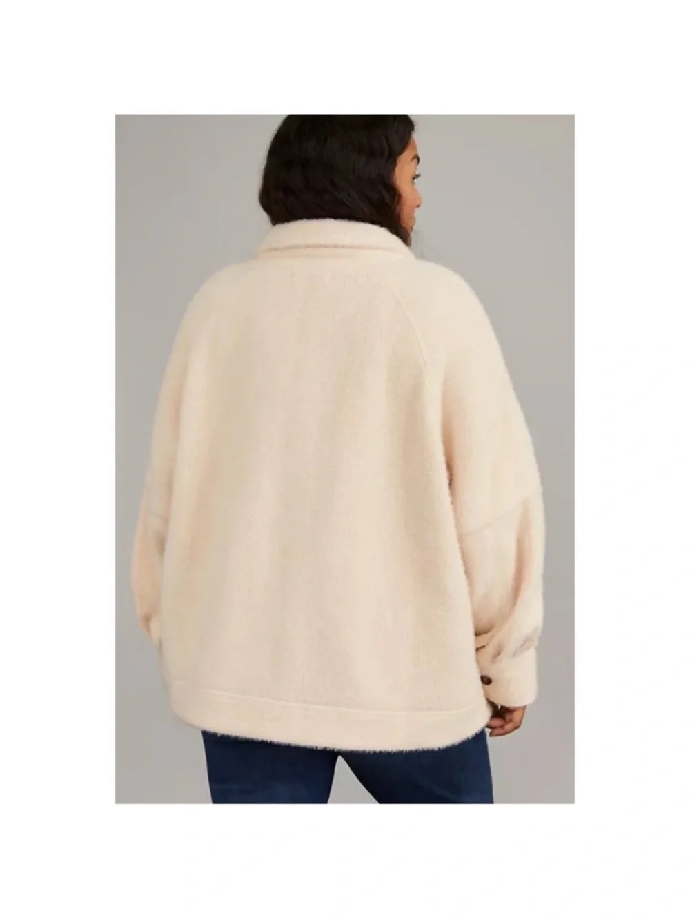Greylin Anthropologie Charley Button-Front Cozy Shacket in Pale Pink/Cream